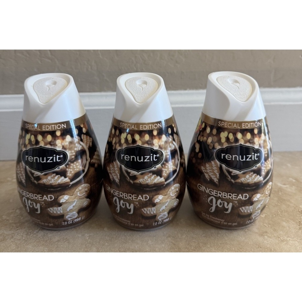 3-Renuzit Special Edition GINGERBREAD JOY Scent Gel Solid Air Fresheners NEW